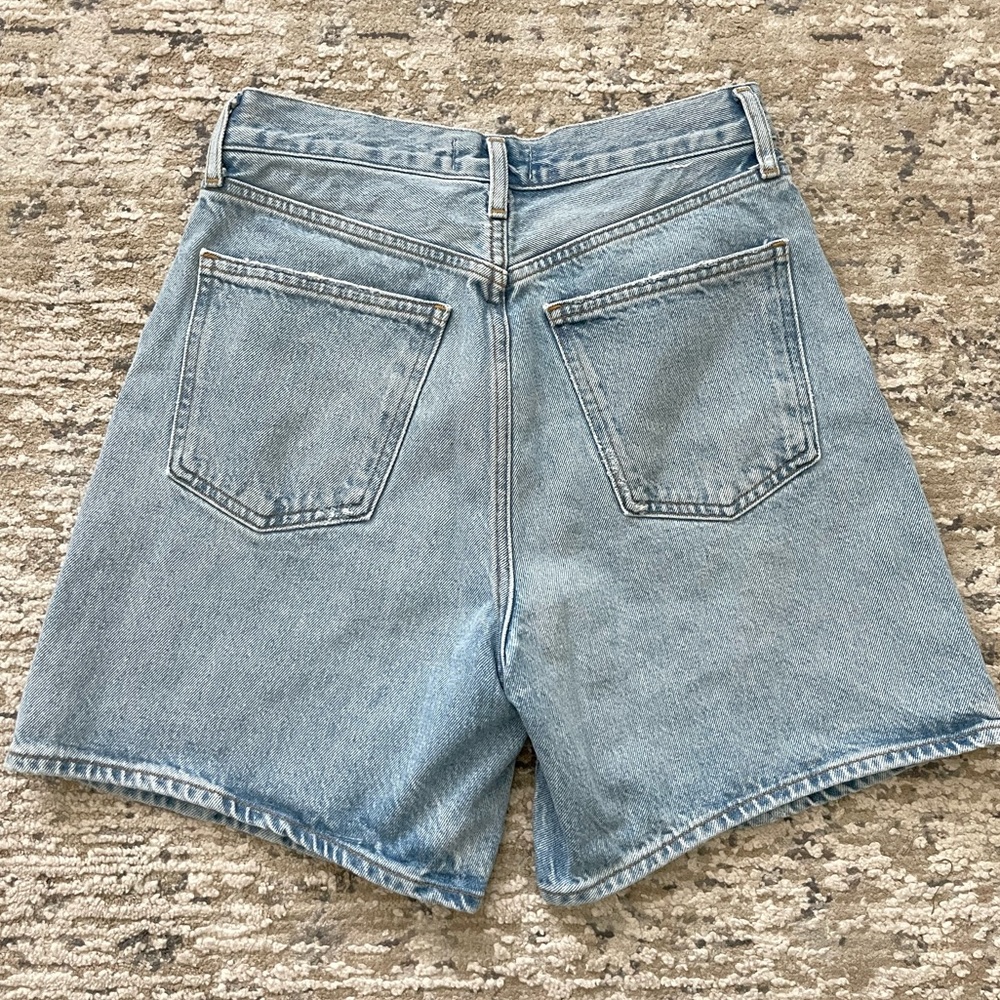 AGOLDE Dame High Waist Mid Length Relaxed Baggy Denim Shorts Size 25 - Picture 3 of 10